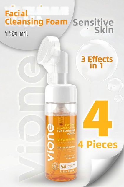 Facial Cleansing Foam for Sensitive Skin Brightening Nourishing with Special Massage Head 150 ml 4 Pieces
