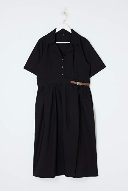 AYA様 Trendyolmilla Curve Siyah Poplin Dokuma Büyük Beden Elbise