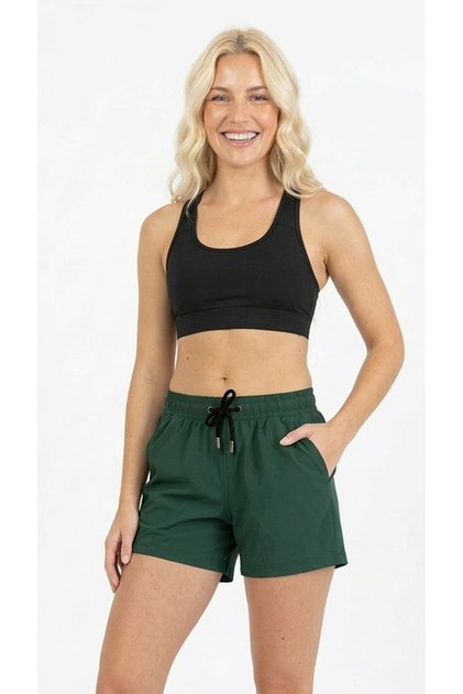 Women's Green Two Side Pockets Medium Size Fast Drying Swimsuit Sea Shorts