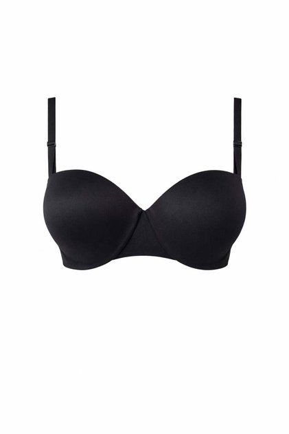 Veronika Micro Fabric Wonna Printed Strapless Bra-Support Padded Underwire-2704-Black