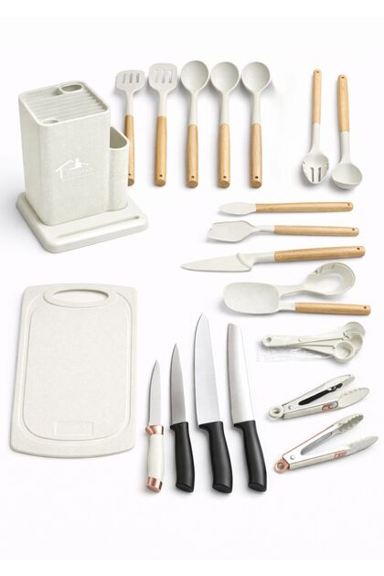 20-Piece Silicone Kitchen Utensil Set with Knife Block & Holder – Heat Resistant Cooking Tool