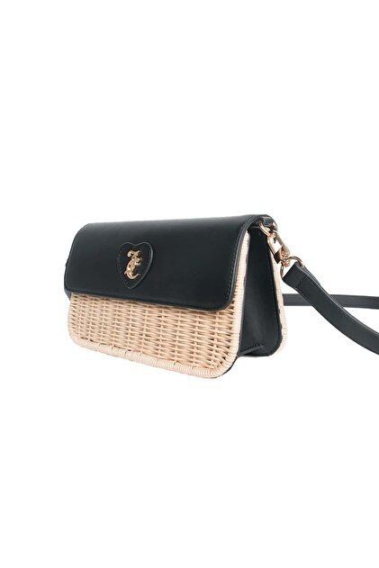 Juicy Couture Women's Juicy Straw Shoulder Bag - Black/Beige- Trendyol
