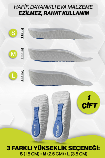 Boy Uzatıcı Tabanlık (1.5 – 2.5 – 3.5 cm) Gizli Topuk, Yüksek Taban, Topuk Yükseltici (1 çift)