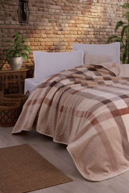 Lacasa Lüks Vizon Battal Boy 1084 Kahve Battaniye 200x240 &hem Battaniye & Hem Yatak Örtüsü&