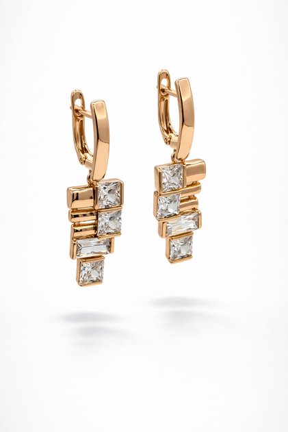 Vallis Dome Xuping Women's Steel Dangle Earrings Non-Tarnish Anti-Allergic Rose Gold Color
