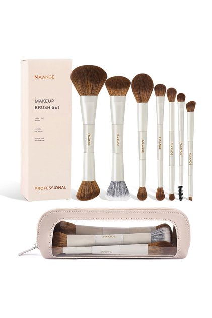 - 7-Piece Makeup Brush Set (Beige)