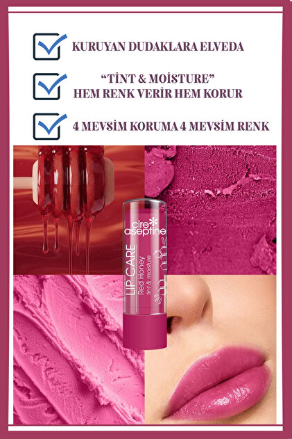 Cire Aseptine Lip Care Red Honey Renkli Dudak Bakım Kremi 4,5 G