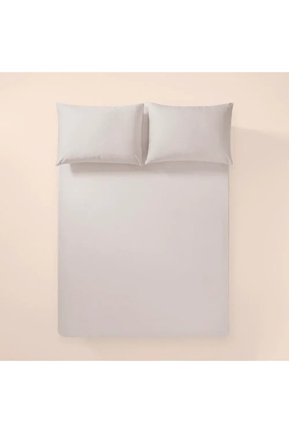 %100 Pamuk Percale Lastikli Çarşaf 200x200 cm Gri - Pure Serisi