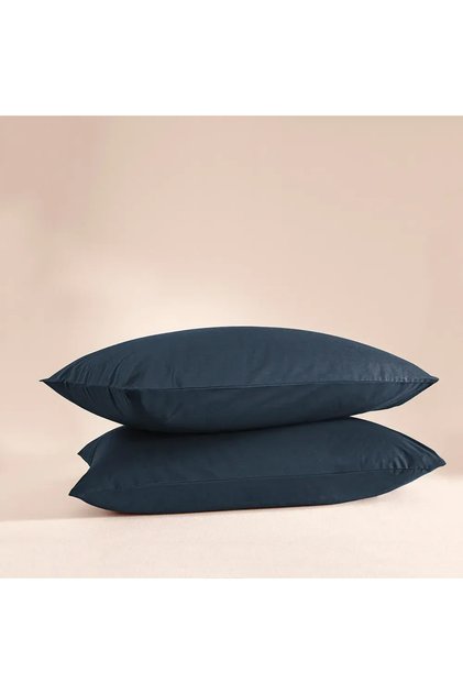 %100 Pamuk Percale 2li Yastık Kılıfı Lacivert - Pure Serisi