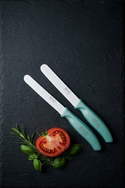2'li Ultra Keskin Tırtıklı Bıçak Seti, Yeşil 22 Cm %100 Garantili Paslanmaz Çelik