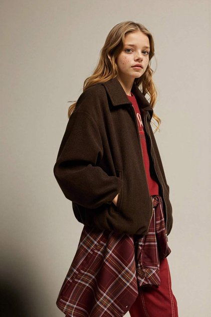 Anti-Wrinkle Polo Collar Coat for Girls G8695A826Sp
