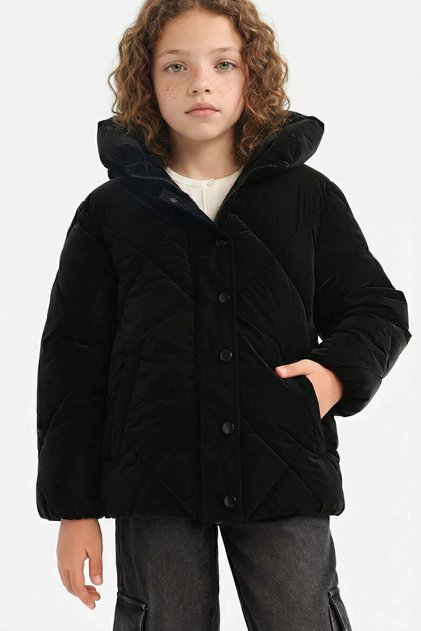 Water Repellent Hooded Zippered Snap Fastener Quilted Puffer Coat Girls A0839A825Au