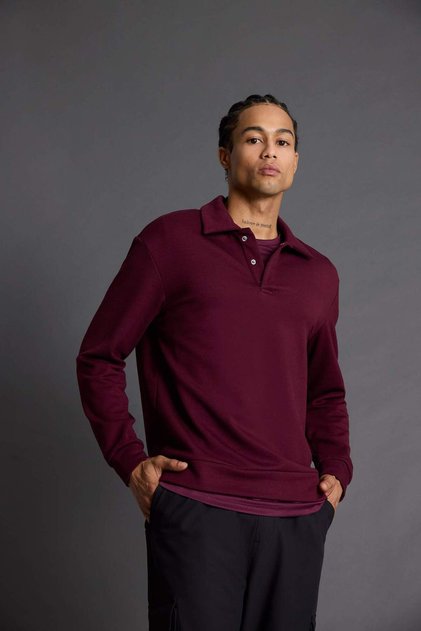 Standart Fit Polo Yaka Modal Sporcu Sweatshirt G3596AX25WN