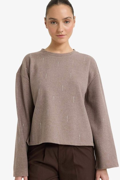 Relax Fit Langarm-T-Shirt aus Baumwolle mit Rundhalsausschnitt G7716AX25WN