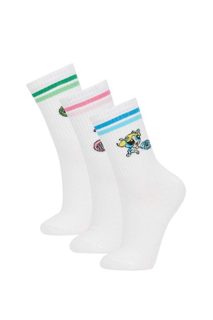 Women's Powerpuff Girls 3-Piece Cotton Short Socks A0077Axns