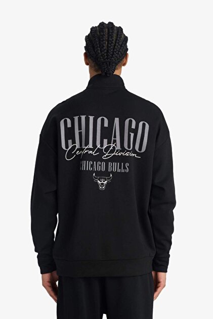 Defacto NBA Chicago Bulls Oversize Geniş Kalıp Dik Yaka Fermuarlı