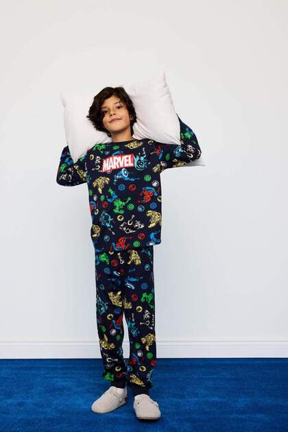 Defacto %100 Pamuklu Marvel Comıcs Beli Lastikli Pijama Takımı