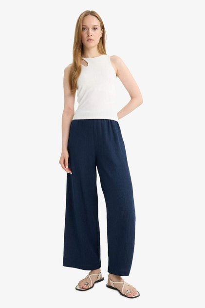 Elastic Waist Straight Leg Wrapping Trousers F6166Ax25Sm