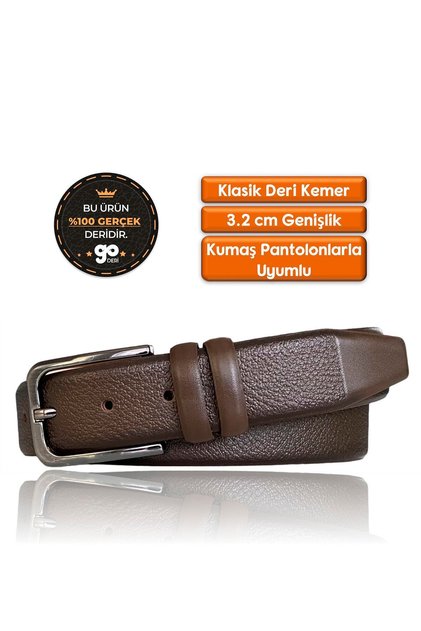 100% Genuine Quality Leather, Dark Brown Classic, Fabric Trouser Belt 3.5 Cm=dk-142-143-145