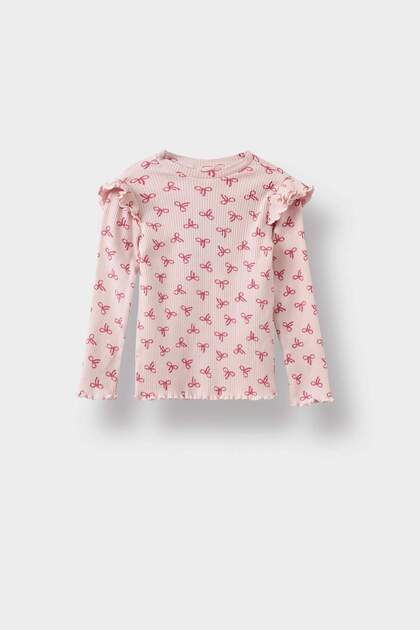 Dívčí tričko s dlouhým rukávem a potiskem, střih Crew Neck, pro miminka F3712A525AU