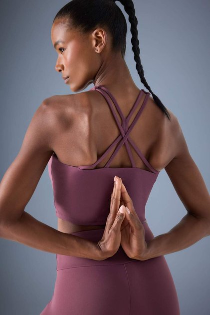 Crew Neck Padded No Show Flexible Fabric Long Sports Bra F4944Ax25Au