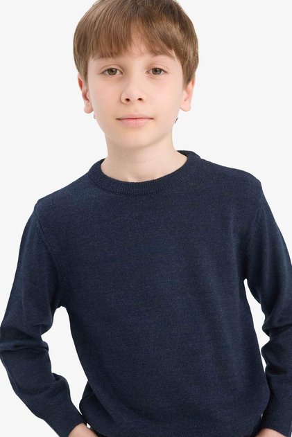 Basic-Strickpullover mit Rundhalsausschnitt für Jungen A4992A825WN