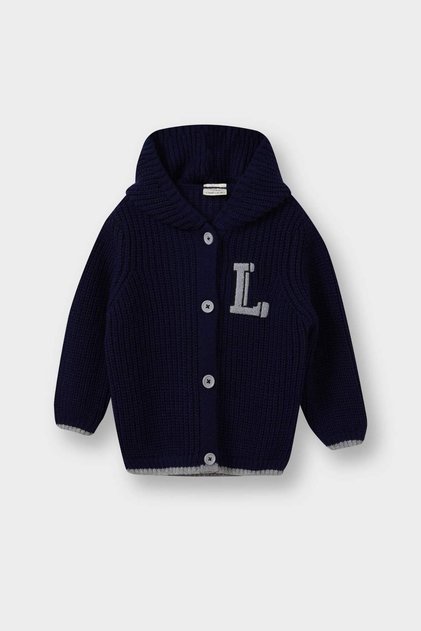 Knitwear Hooded Letter Embroidered Buttoned Cardigan Baby Boy C8863A525Au