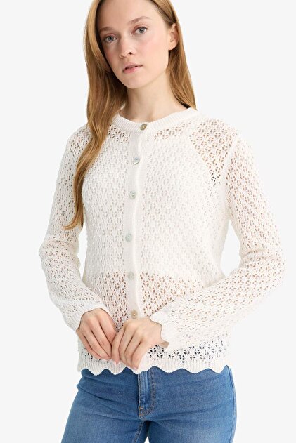 Regular Fit Crew Neck Knitwear Cardigan F5590Ax25Au