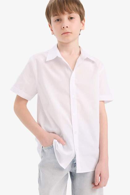 School Wrinkle-Free Polo Collar Cotton Short Sleeve School Shirt Boy F0298A825Au