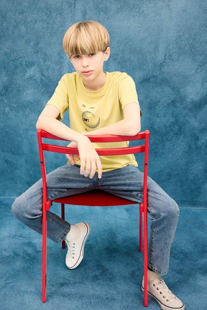 100% Cotton Crew Neck Back Printed Short Sleeve T-Shirt Boy's F3768A825Au
