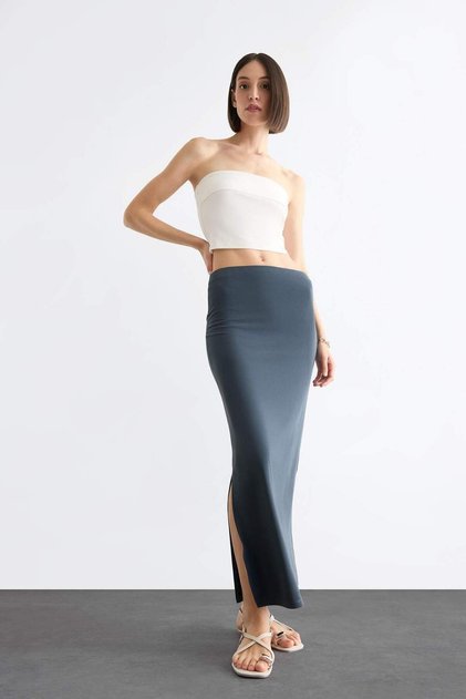 Slim Fit Slim Fit Slit Midi Skirt F8335Ax25Sm