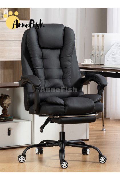 Ergonomic Office Desk Computer Chair PU Leather Swivel Adjustable Height High-Back Reclining Chair