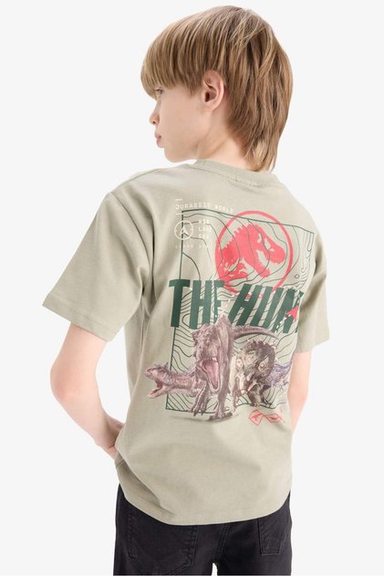 100% Cotton Jurassic World Crew Neck Back Printed Short Sleeve T-Shirt Boy's E3119A825Sm