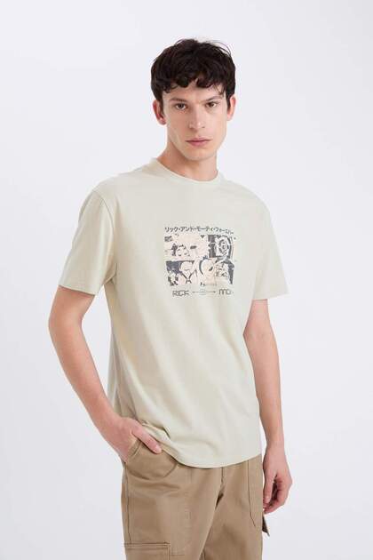 Defacto %100 Pamuk Rick and Morty Boxy Fit Bisiklet Yaka Sırt