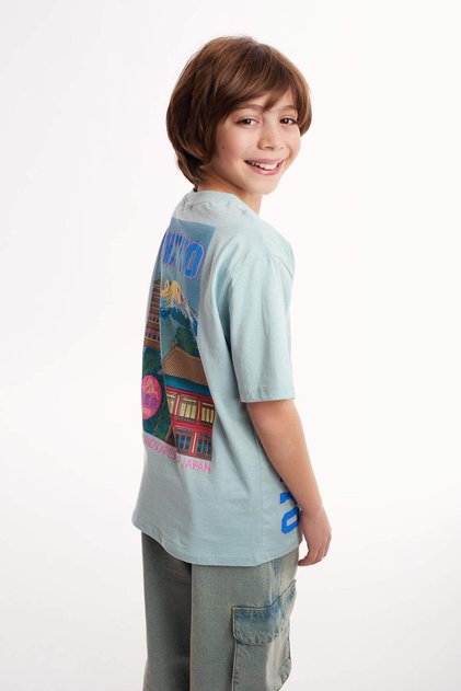 Crew Neck Printed Short Sleeve T-Shirt Boys E5080A825Sm