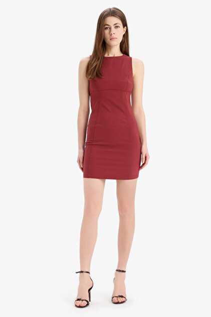 Bodycon Body-Hugging Crew Neck Bengaline Sleeveless Mini Dress E3975Ax25Sp