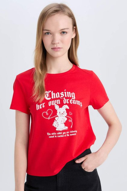 Regular Fit Crew Neck Printed Short Sleeve T-Shirt E0631Ax25Sm