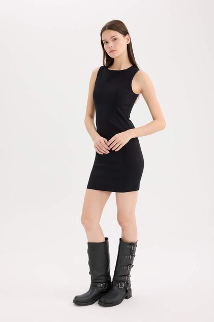 Bodycon Body-Hugging Crew Neck Bengaline Sleeveless Mini Dress E3975Ax25Sp