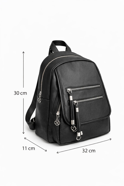 バッグ real leather multi pocket back pack MILANOFOX Women's Black Mini Multi-Compartment Leather Backpack