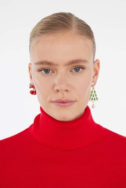 Women's Christmas Tree Themed Earrings E3879Axns