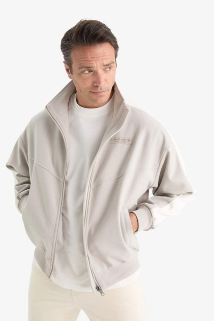Regular Fit Mock Neck Zippered Coat C6214Ax24Au