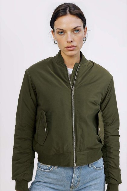 Waterproof College Collar Plain Zipper Pocket Bomber Jacket Coat C1616Ax24Au