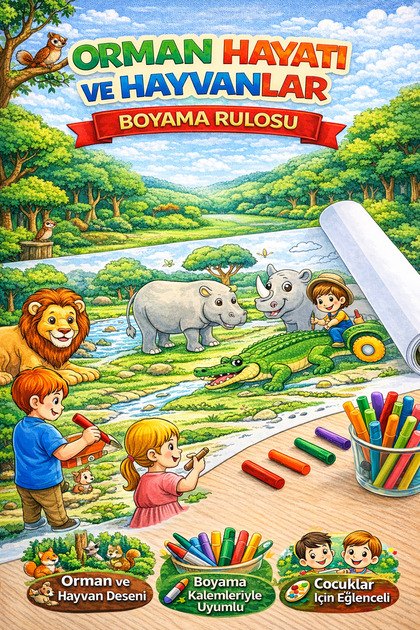 Ormanı ve Hayvanları Keşfediyorum Boyuyorum Eğleniyorum Öğreniyorum Boyama Rulosu 5mt