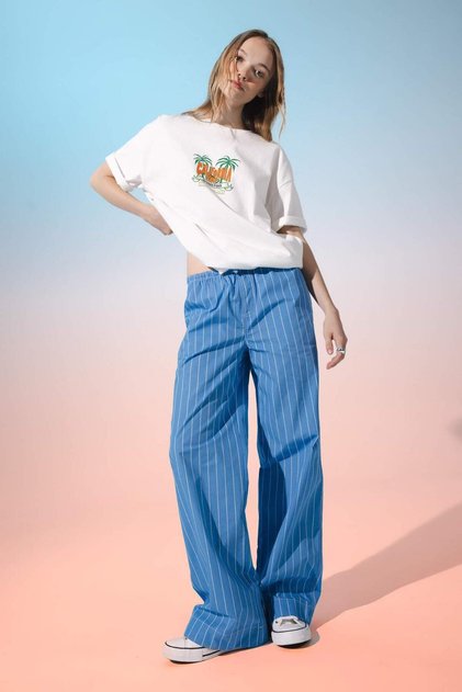 Straight Fit Normal Waist Standard Size Poplin Trousers D4855Ax24Hs