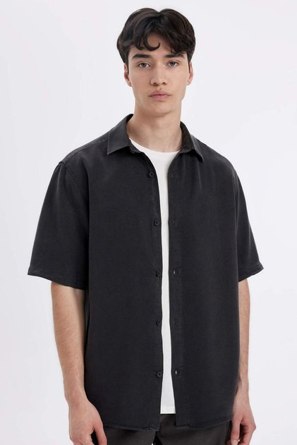 Regular Fit Summer Flowy Fabric Short Sleeve Shirt C4313Ax24Hs