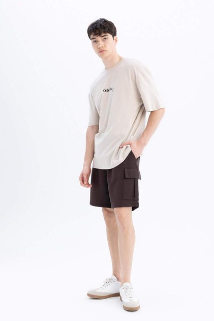 Regular Fit Cargo Pocket Basic Plain Bermuda Shorts D0476Ax24Sm