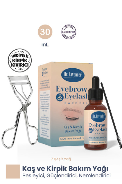 7 Doğal Yağlı Kaş Kirpik Bakım Serumu Kirpik Kıvırıcı Hediyeli Hint Yağı ve E Vitamini 30 ml