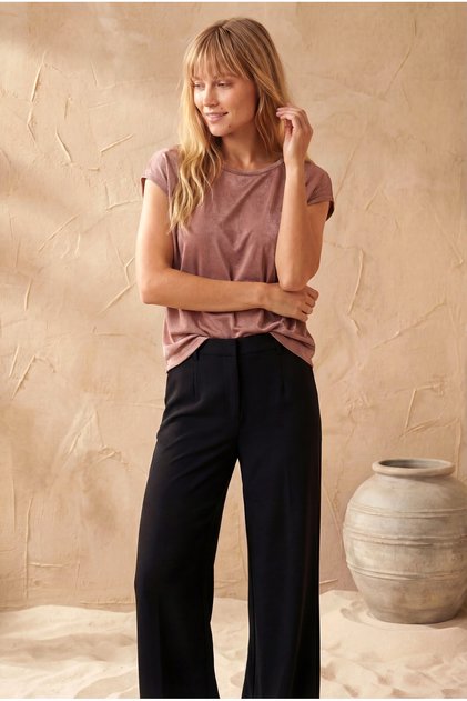 Ash Pink Crew Neck Women's Short Sleeve T-Shirt Betty O-Neck Top