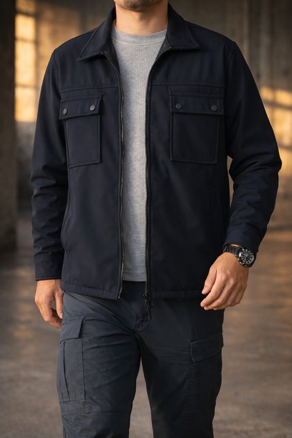 Men's Navy Blue Slimfit Slim Fit Softshell Jacket