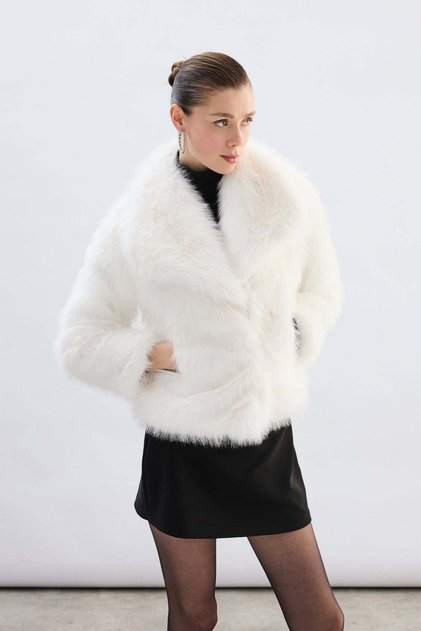 Wide Collar Glitter Fur - Stone